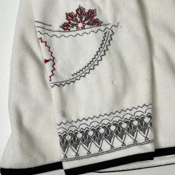 EDDIE BAUER Women XL White Embroidered Snow Geometric Zip Fleece Outdoor Active - Picture 7 of 9